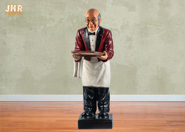 Rood Polybutler-van het de Keukendecor van de Standbeeld Vet Chef-kok van de Harsbutler het Beeldhouwwerkstandbeeld 90cm