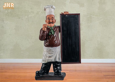 Houten van het het Standbeeldbeeldje van Polyresin van de Menuraad van de de Harsvloer Poly de Chef-kokbeeldhouwwerk voor Restaurant